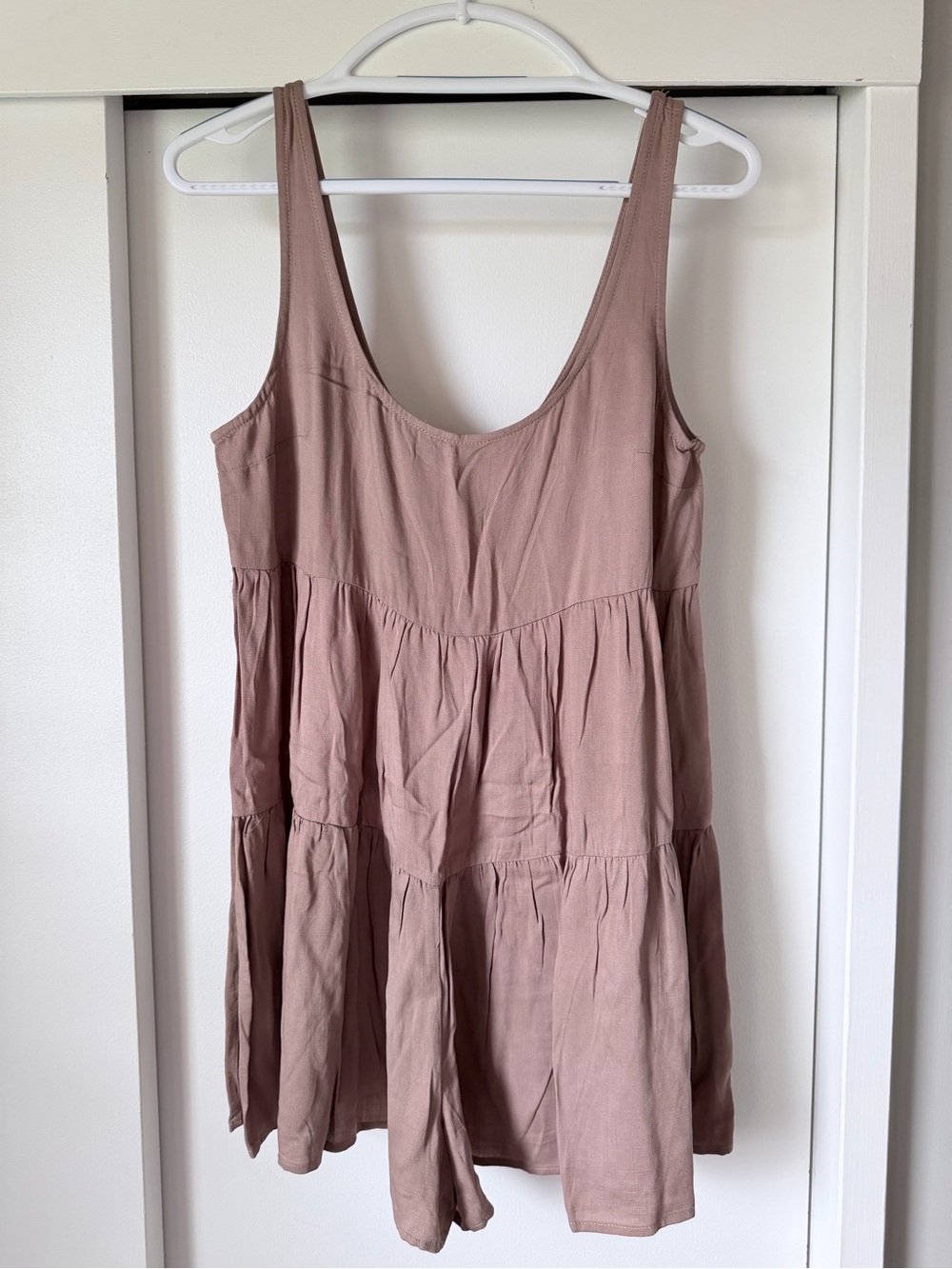 Women's Tiered Romper in Light Brown